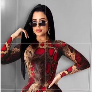 Snakeskin Print Long Sleeve Dress